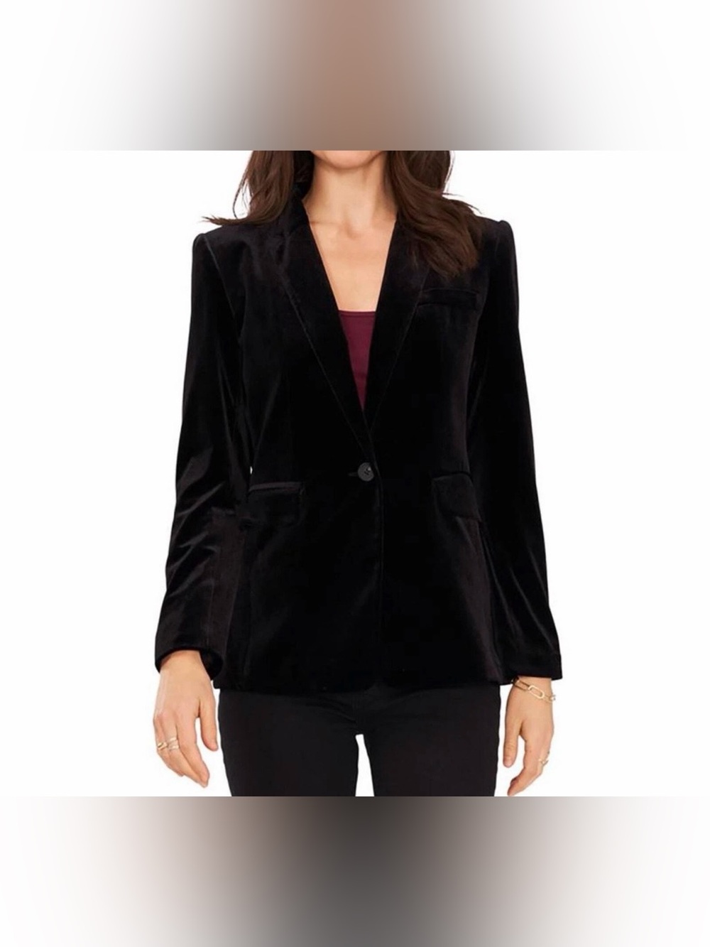 1. State Womens Black Velvet one button Blazer nwt size 16w fashion luxury